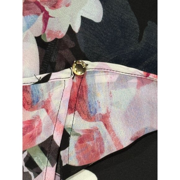 NEW Vince Camuto Shirt Sz Plus 2X Women Black Floral Cold Shoulder Blouse Top - Picture 7 of 8